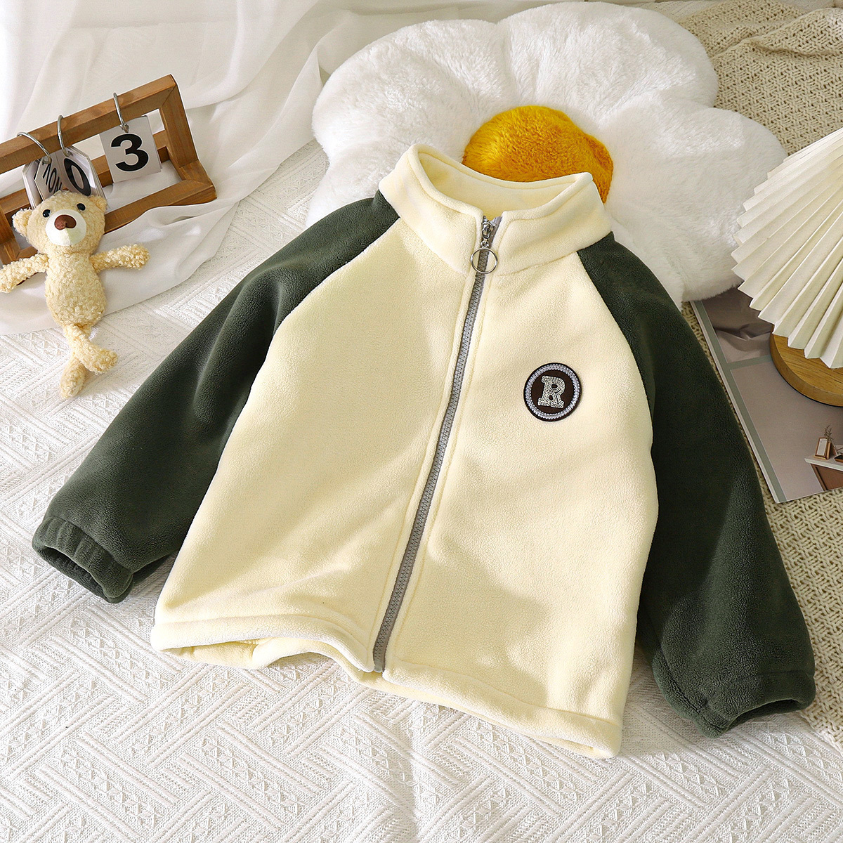 Lambskin Jacket Plush Warm Stand Collar Fashion Zipper Children's Clothing Jacket