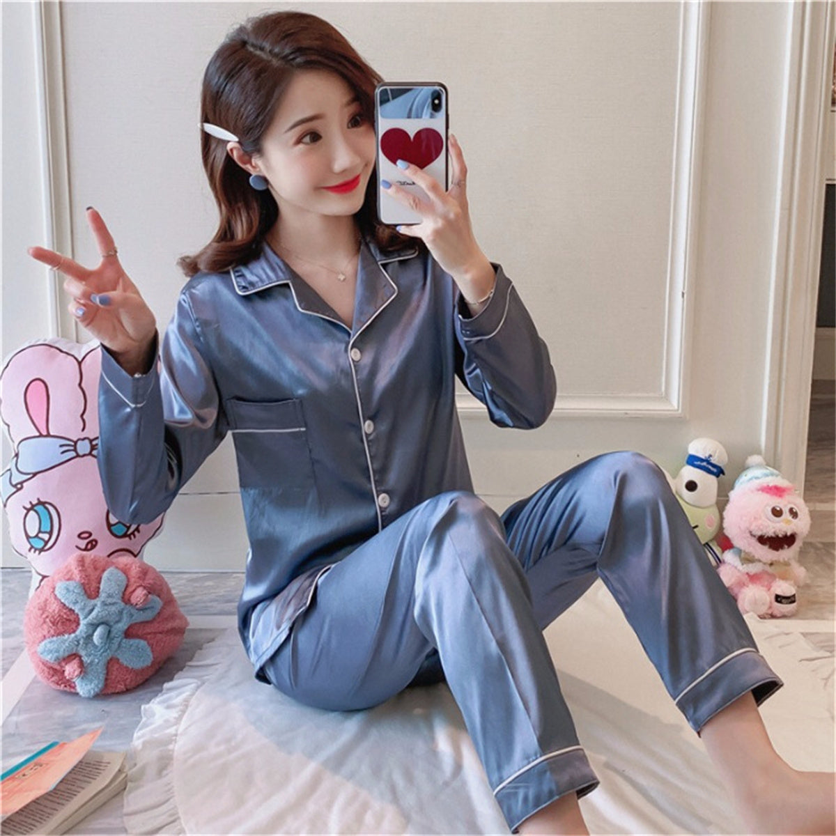 Women's 2-piece ice silk pajamas set