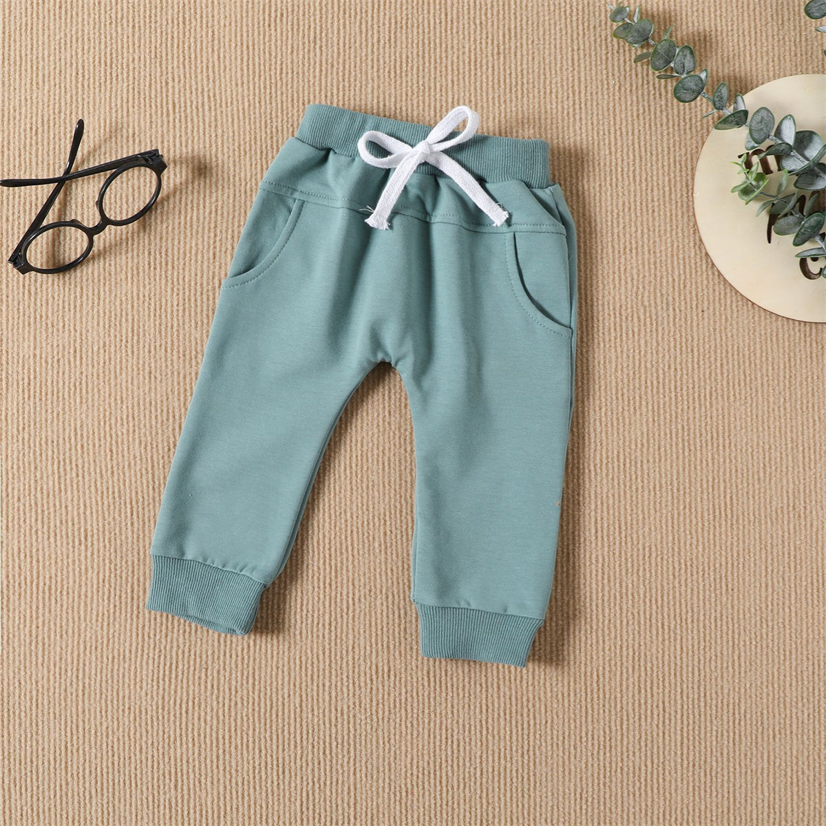 Children's letter embroidered sports sweatshirt solid color trousers infant two-piece suit