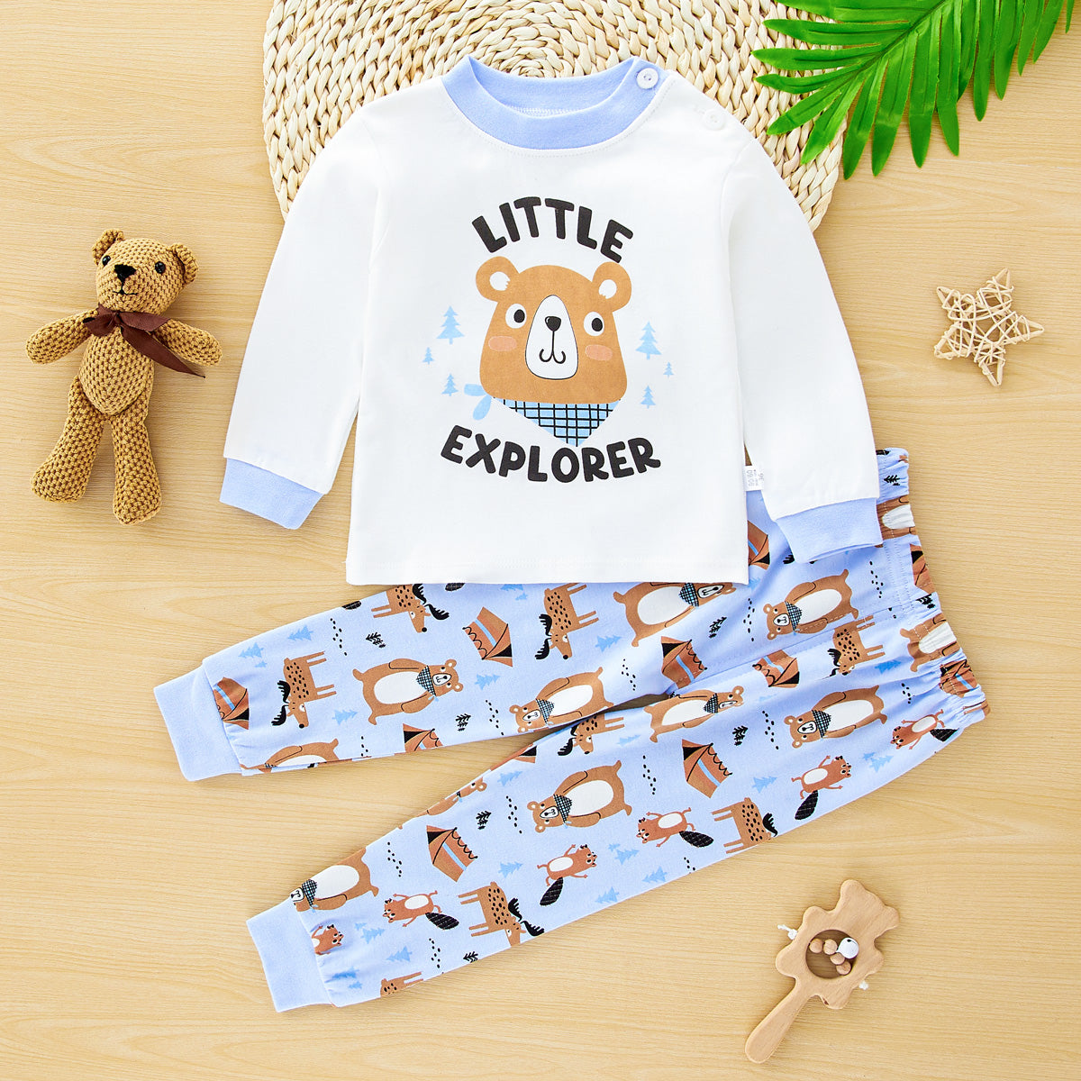 Boys cute bear pure cotton home clothes