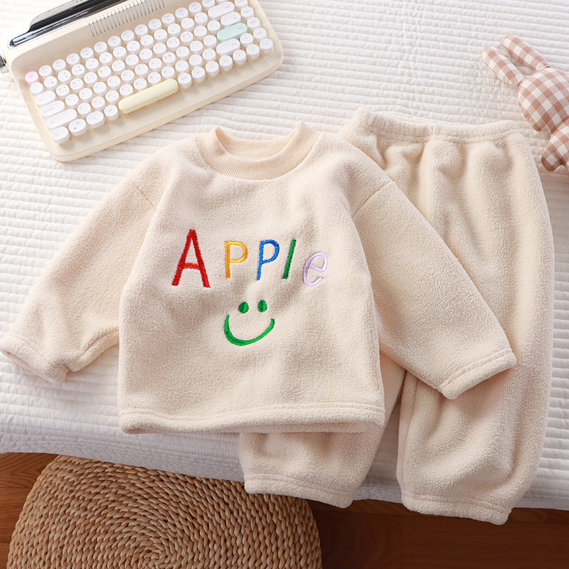 New autumn and winter velvet thickened children's pajamas set