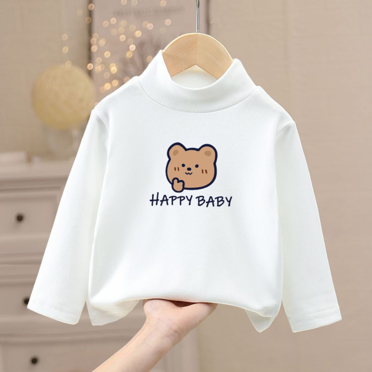 Children's winter German fleece thermal underwear bottoming shirt girls autumn clothes single tops small and medium children half high collar baby