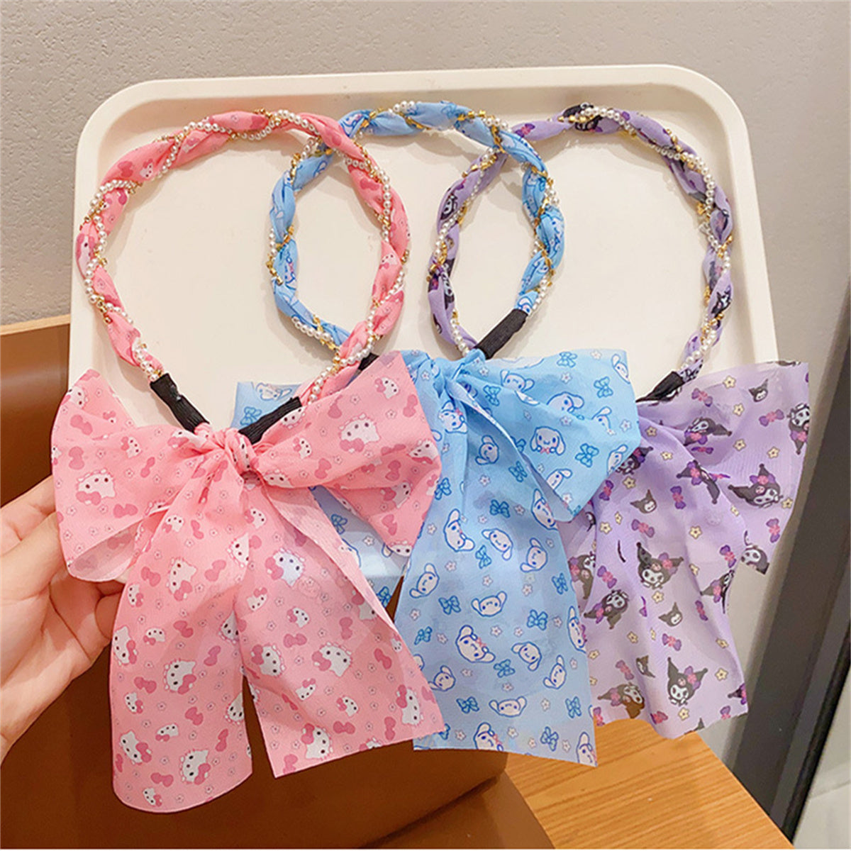 Children's headband Sanrio pattern bow tie pearl style fairy princess style