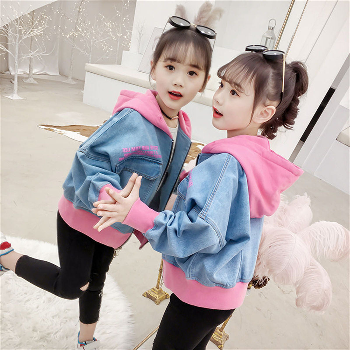 Girls Denim Jacket Casual Jacket Middle and Large Children's Tops