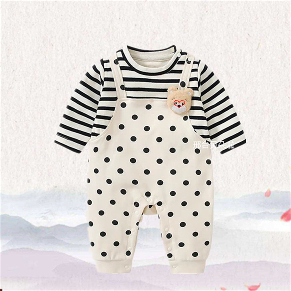 Baby girl princess super cute fashionable long-sleeved outdoor romper