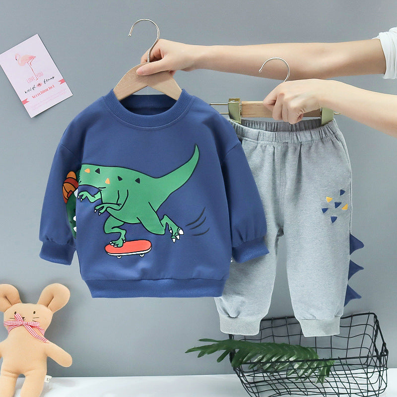 Boys' spring and autumn dinosaur suit