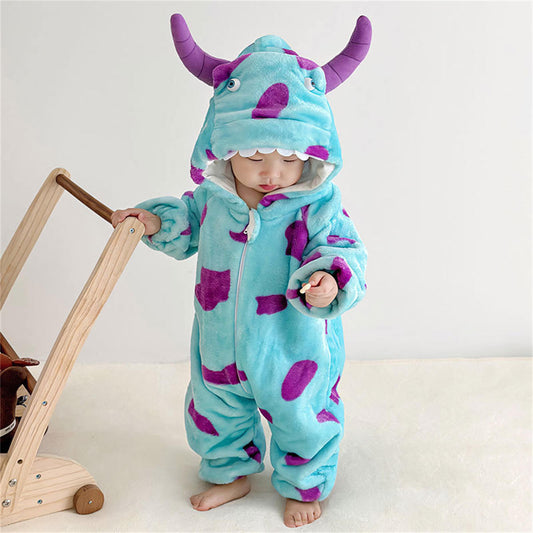 Baby clothes spring and autumn baby jumpsuit flannel warm cute romper