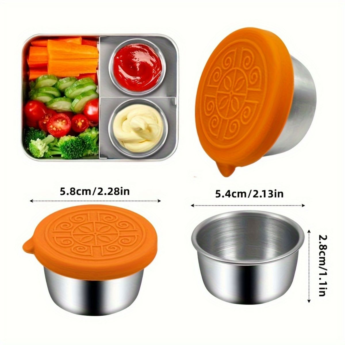 304 stainless steel sauce cup with lid, silicone lid, sealed, leak-proof, fresh-keeping sauce cup, seasoning dish