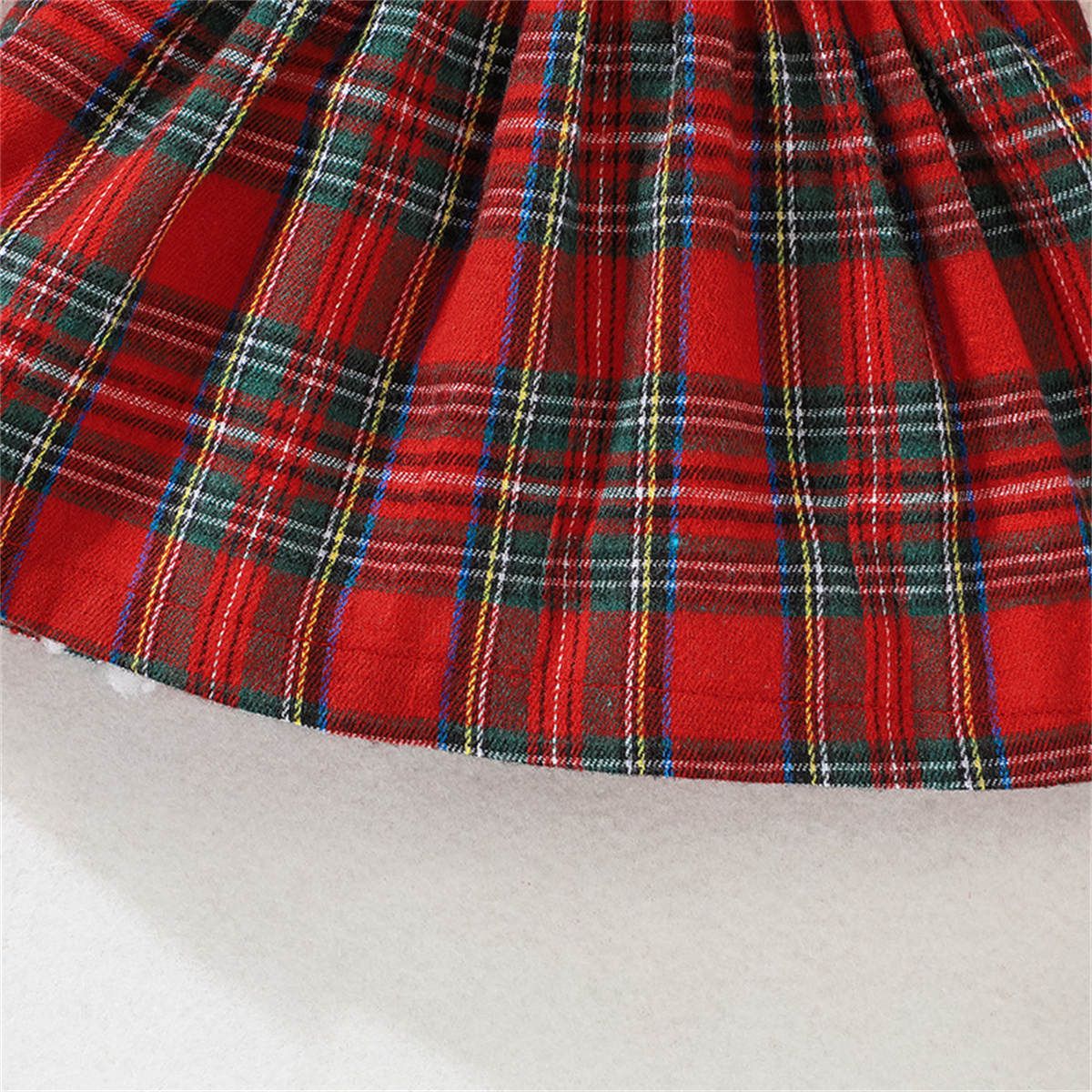 Baby Girl Christmas Long Sleeve Plaid Bowknot Dress