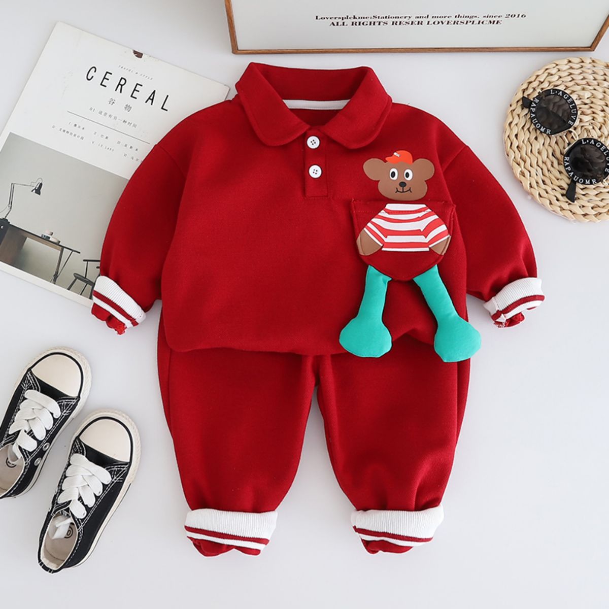 Boys autumn casual suit new style baby spring and autumn infant children sweater Polo shirt two-piece suit trendy