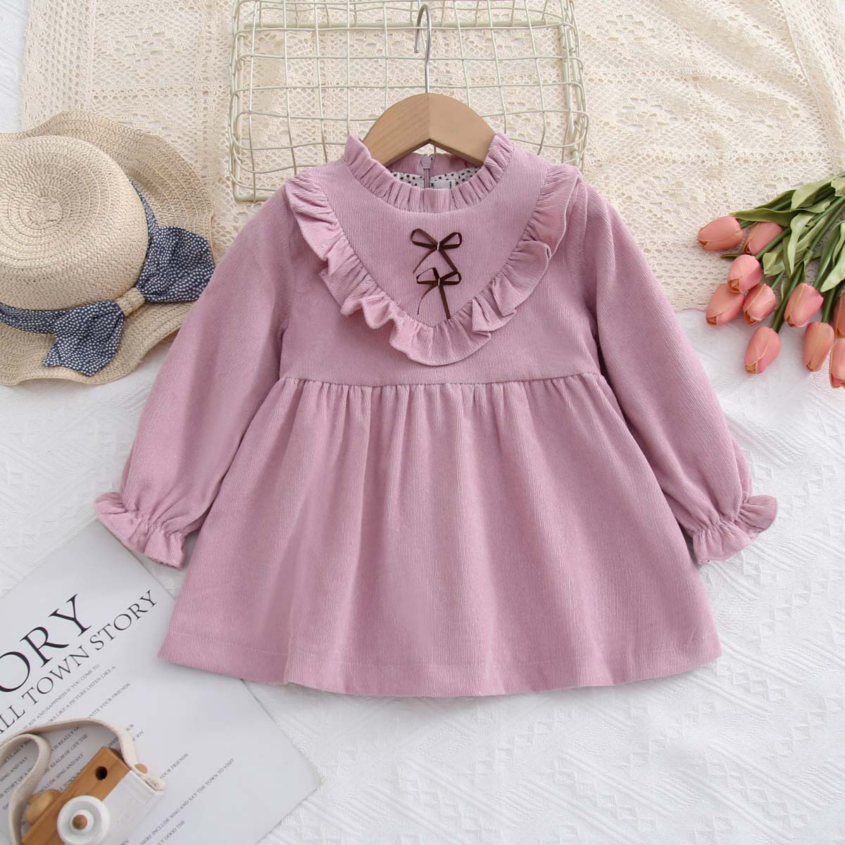 New style dress for girls, lotus leaf collar cheongsam dress for baby girls