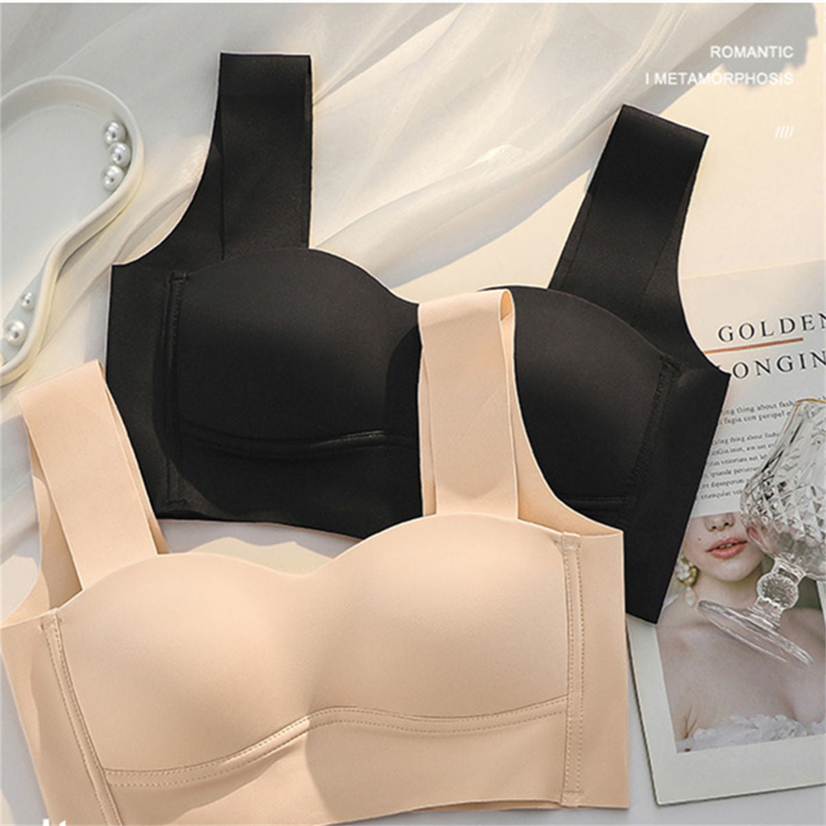 Underwear female undershirt type thin section without steel ring anti-sagging bra