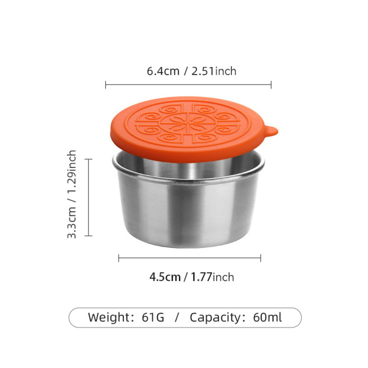 304 stainless steel sauce cup with lid, silicone lid, sealed, leak-proof, fresh-keeping sauce cup, seasoning dish