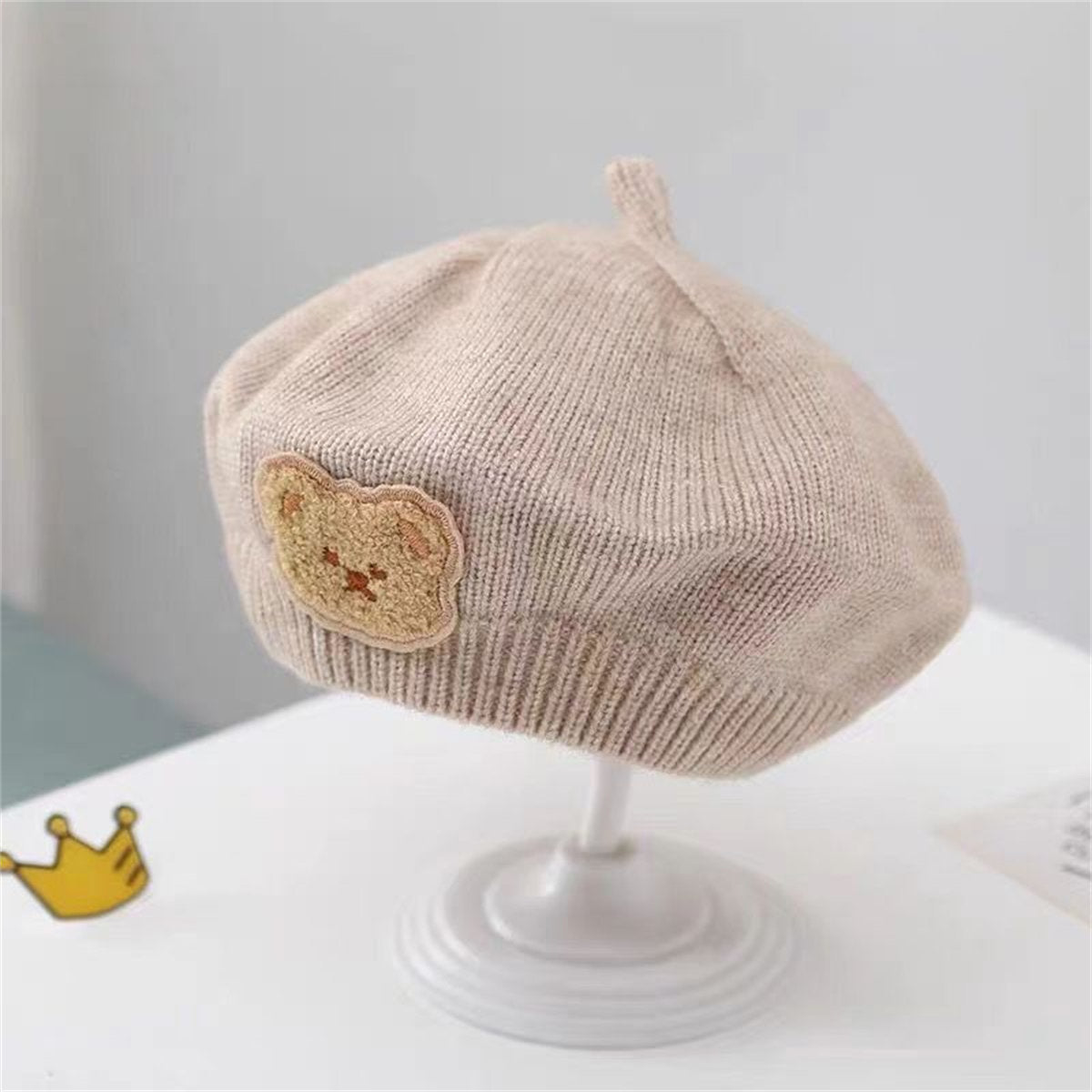 Children's baby cute bear knitted painter hat spring and autumn beret