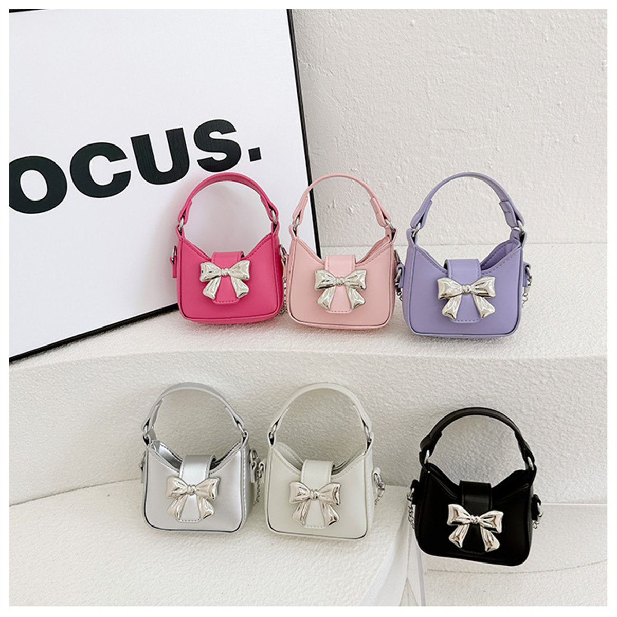 Children's Candy Color Bow Mini Handbag Parent-child Chain Crossbody Bag Lipstick Bag