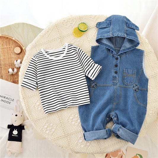 Baby Autumn Denim Overalls + T-shirt Set