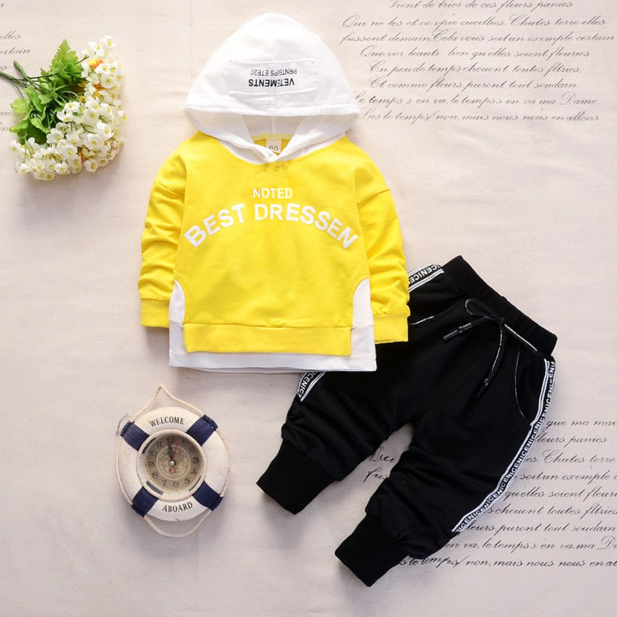 Autumn sweatshirt letter long-sleeved hoodie trousers two-piece suit