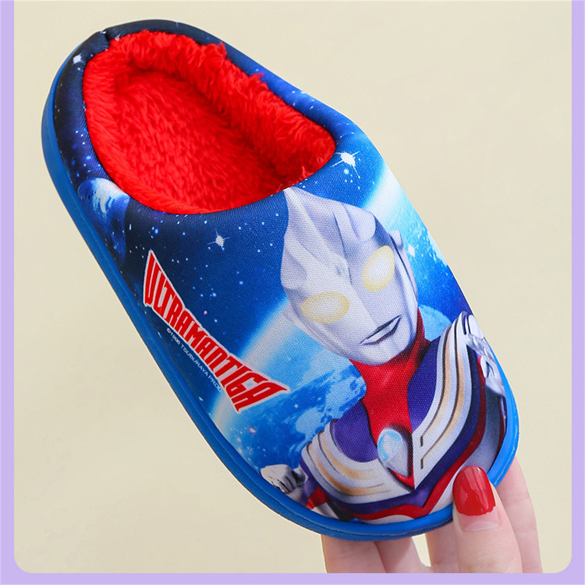 Ultraman autumn and winter home indoor non-slip warm cartoon cotton slippers for middle and large boys