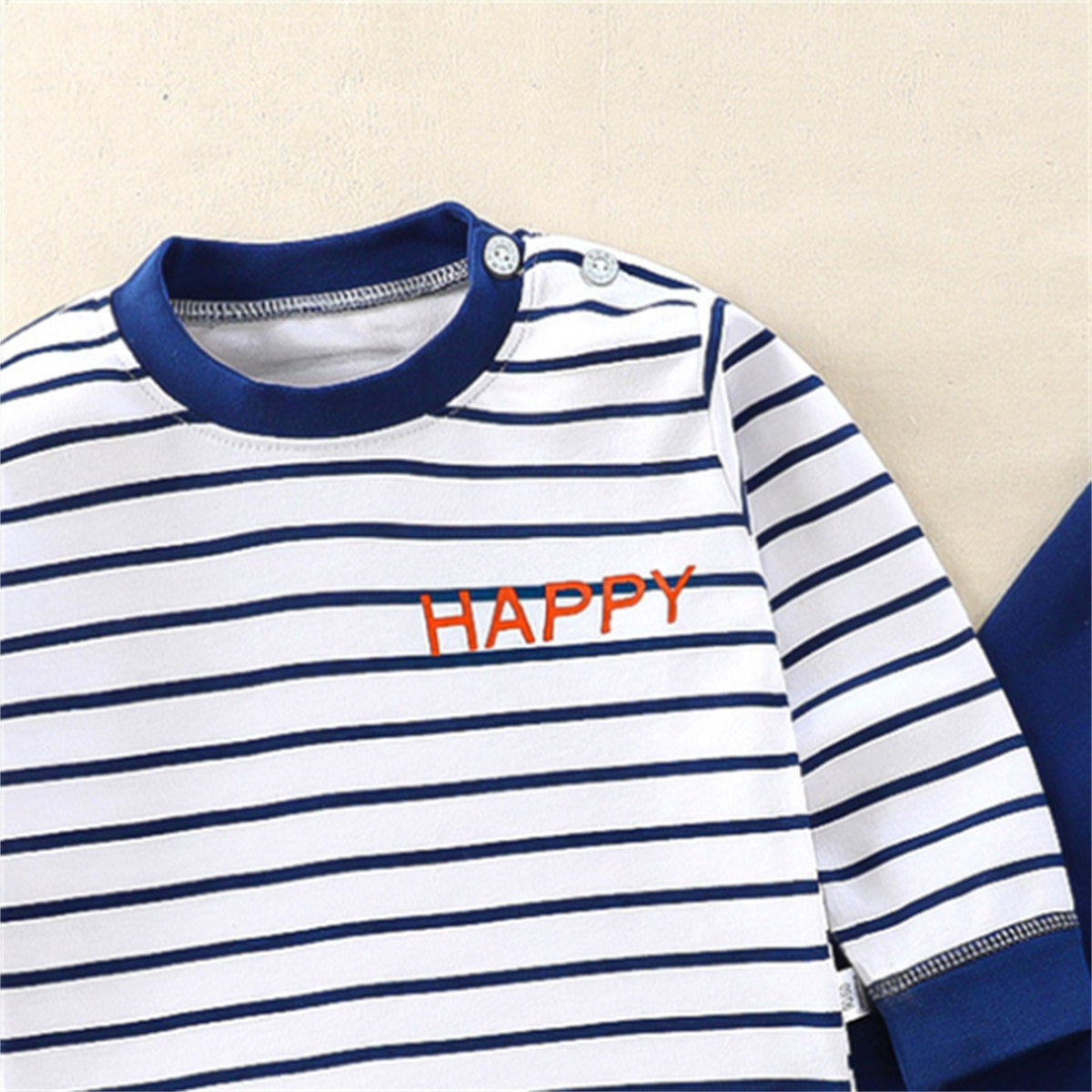 Children's striped fashion cartoon long-sleeved home wear pajamas set