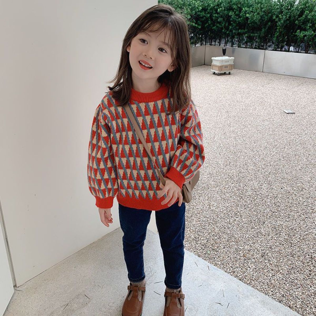 Girls sweater pullover children's clothing autumn and winter new baby children girl outer wear thickened knitted bottoming top