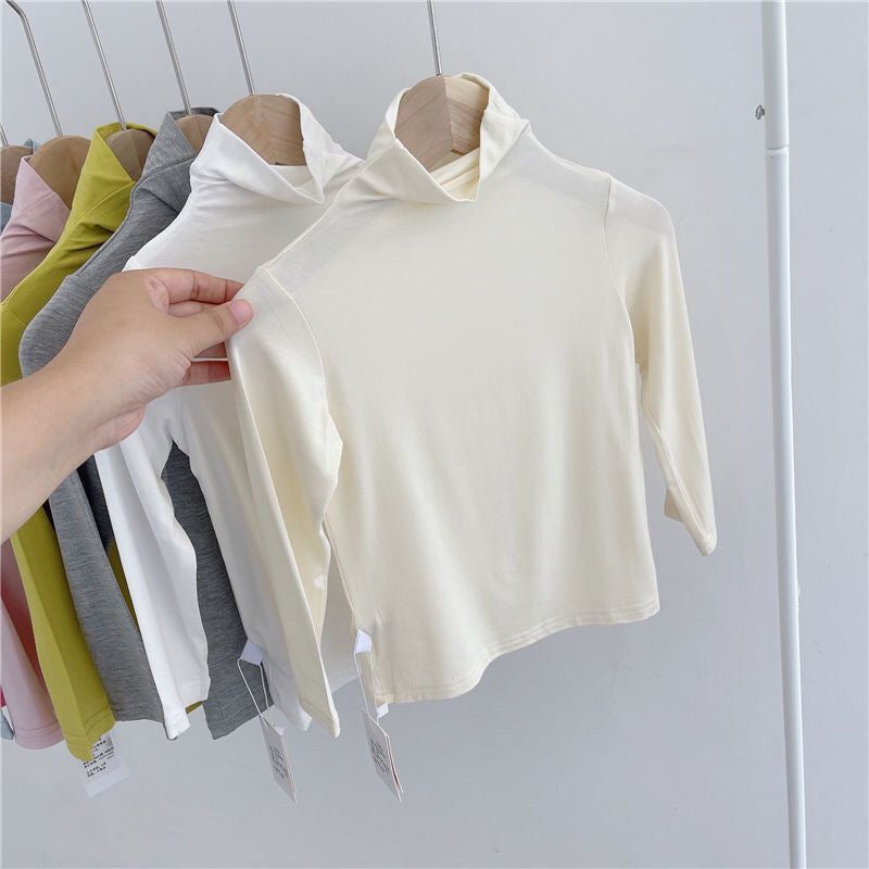 Children&#39;s half turtleneck top versatile casual bottoming shirt