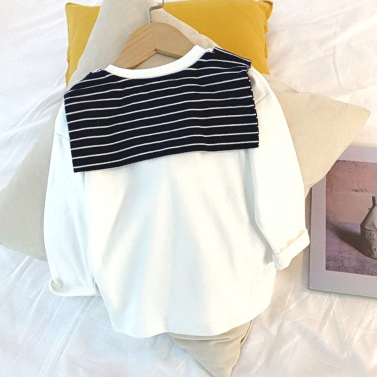 New spring and autumn fake two-piece strap tops for boys and girls long-sleeved bottoming shirts for boys and girls baby T-shirts