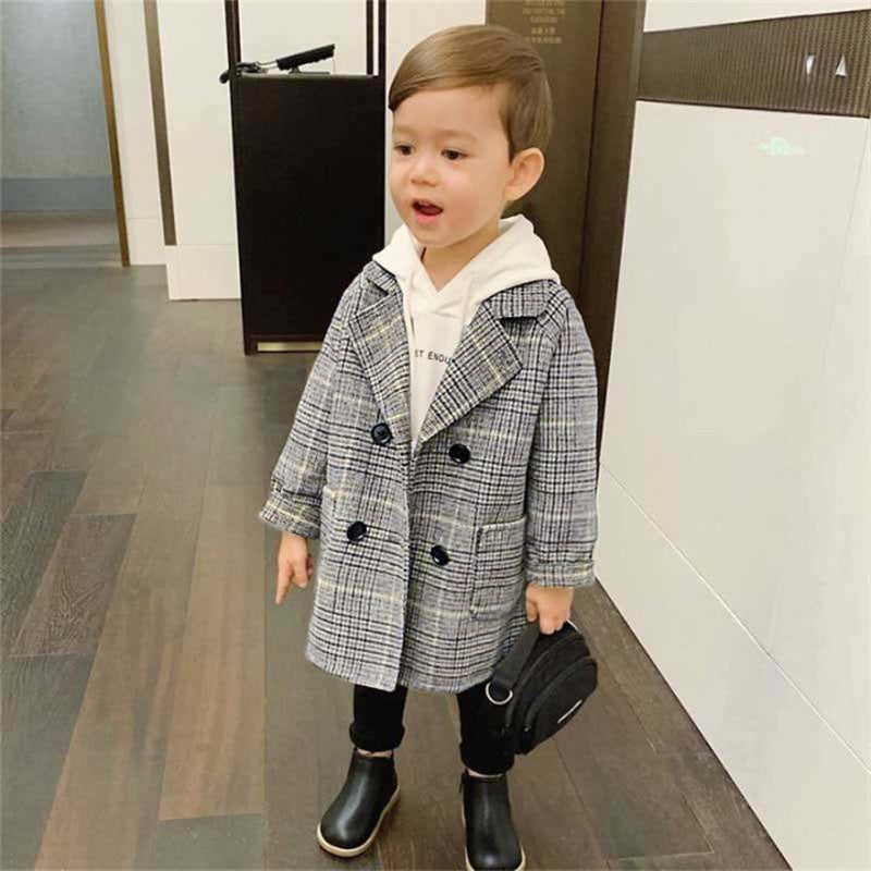 Boys' Korean style autumn British style woolen coat for small and medium-sized children