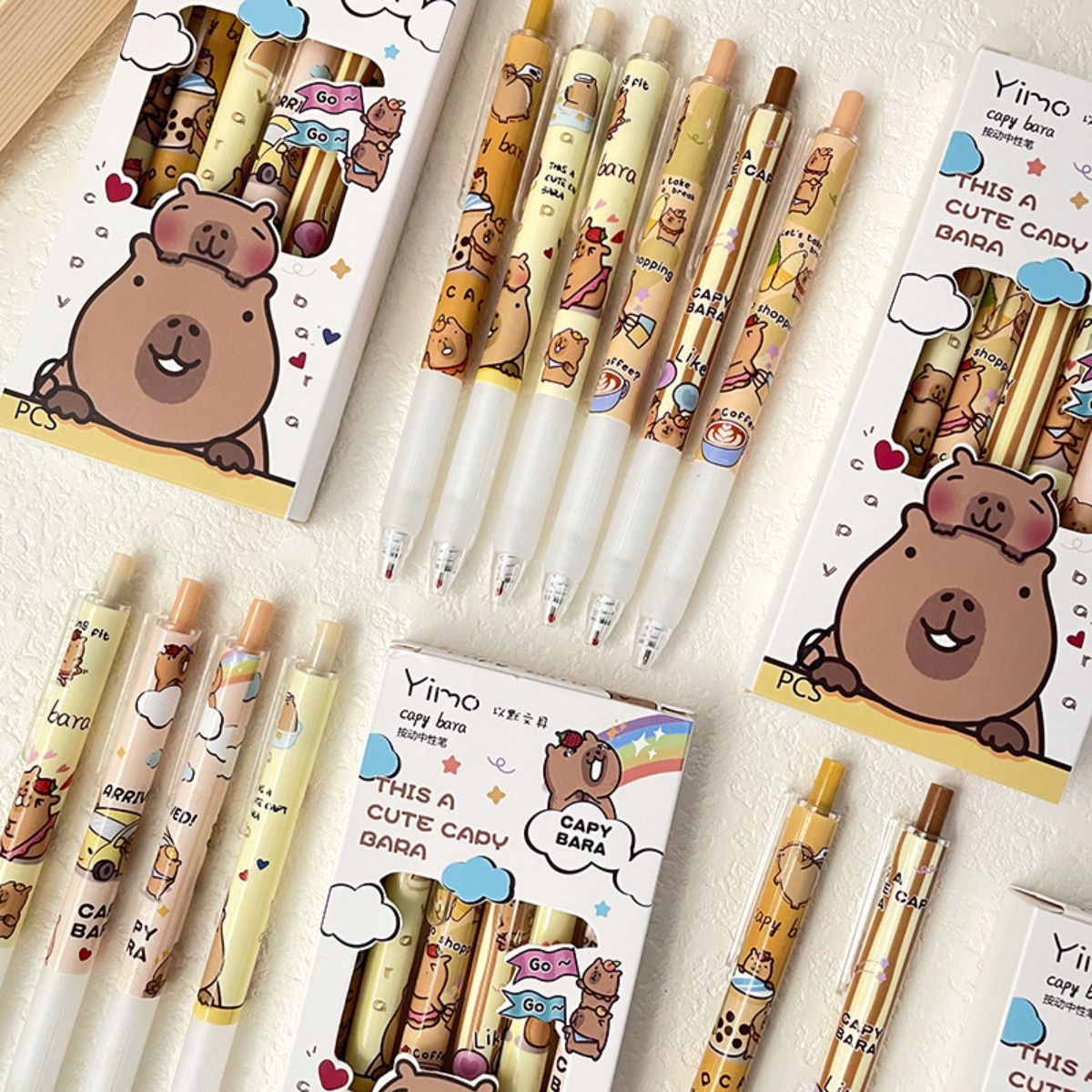 Capybara boxed click pen high value large capacity cartoon neutral pen