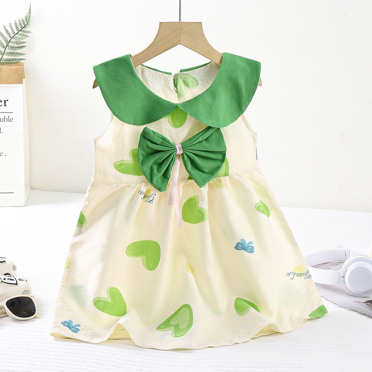 New summer dress cloud cotton princess dress sleeveless girl bow cute dress