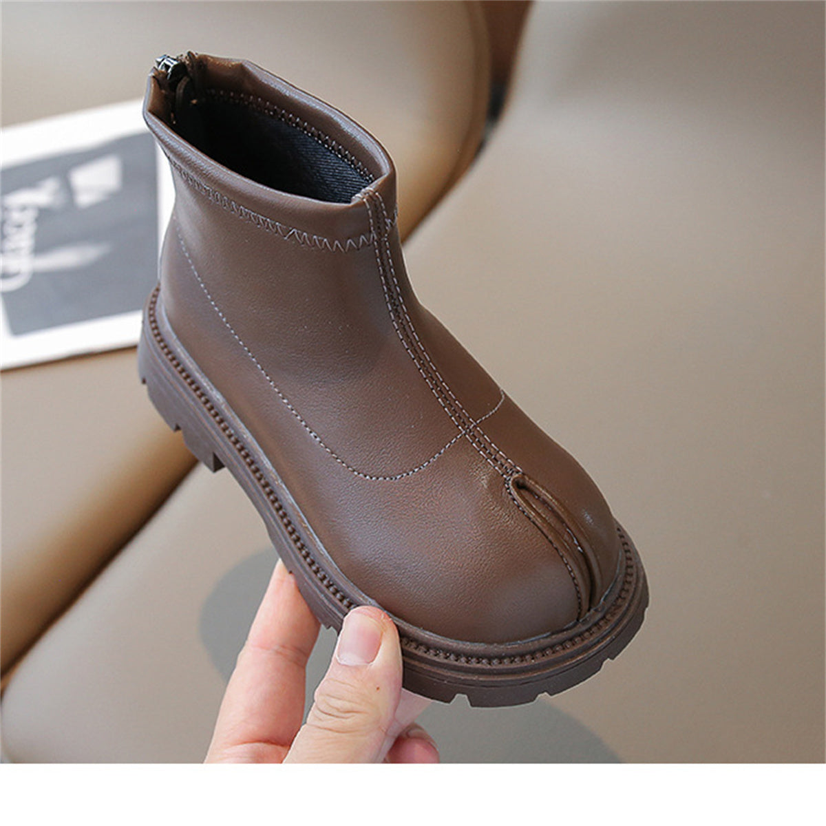 Children's girls' solid color simple style split toe versatile short boots