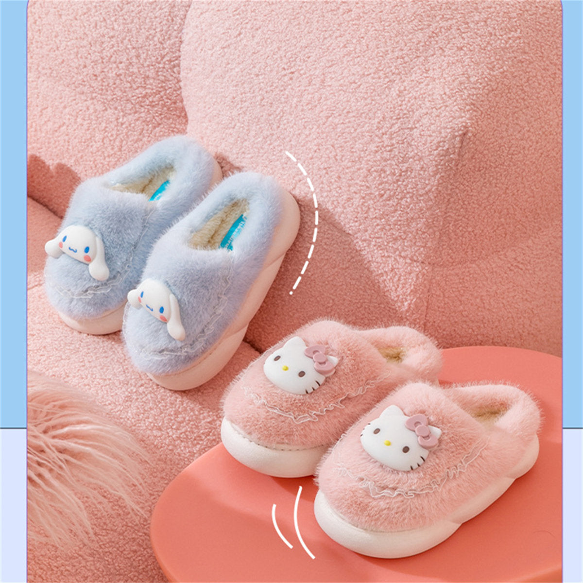 Cute Sanrio casual home warm soft cotton slippers for middle and large children and girls