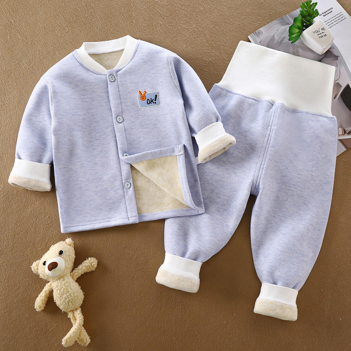 Infant and toddler boneless base underwear cardigan autumn clothing set