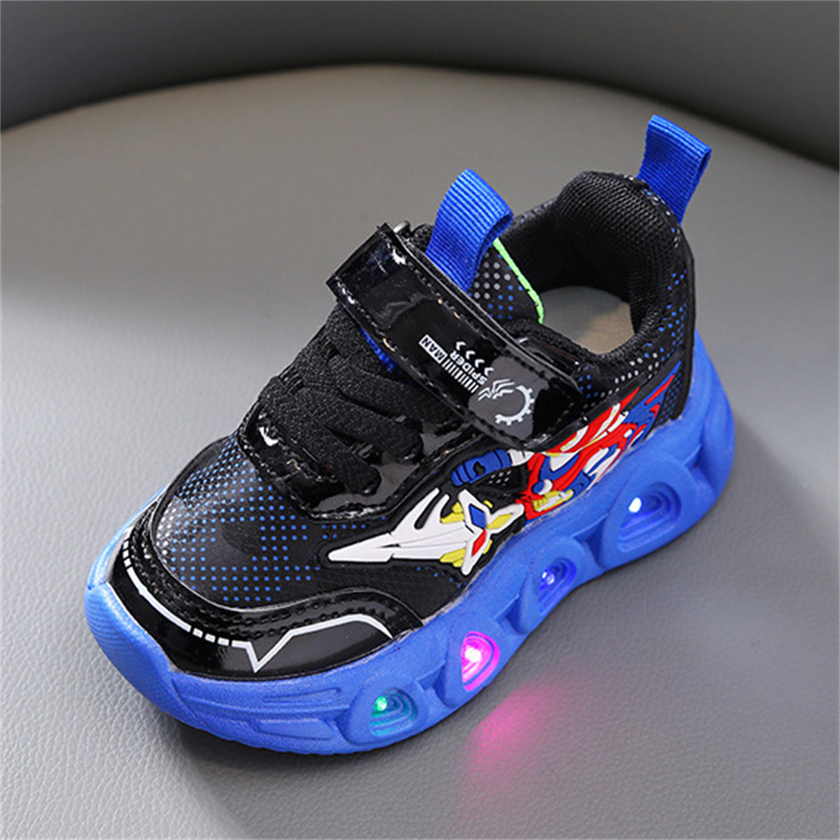 Children's leather Spider-Man LED light-up sneakers