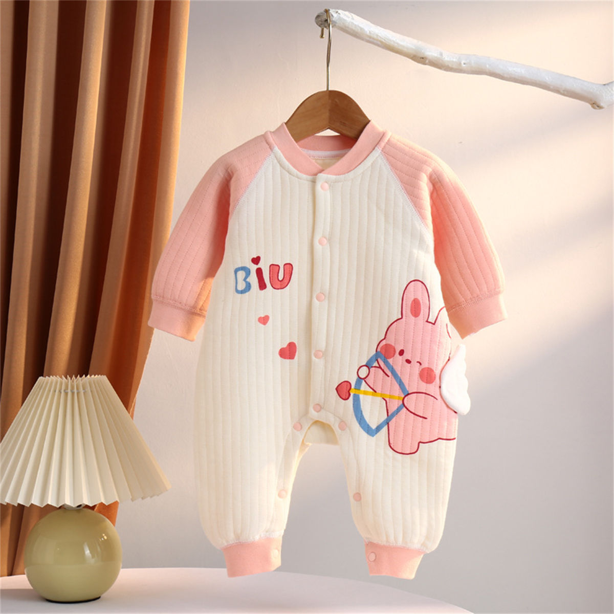 Baby pure cotton warm quilted long sleeve romper