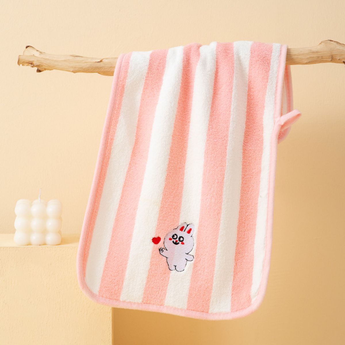 Coral Fleece Striped Children's Towel Super Soft Water-Absorbent Non-Lilting Baby Face Washing Towel