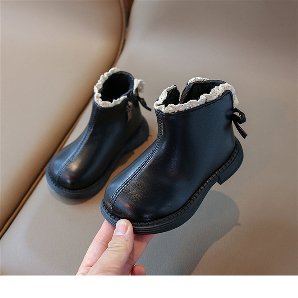 Sweet and stylish lace solid color ladies style short boots for little girls