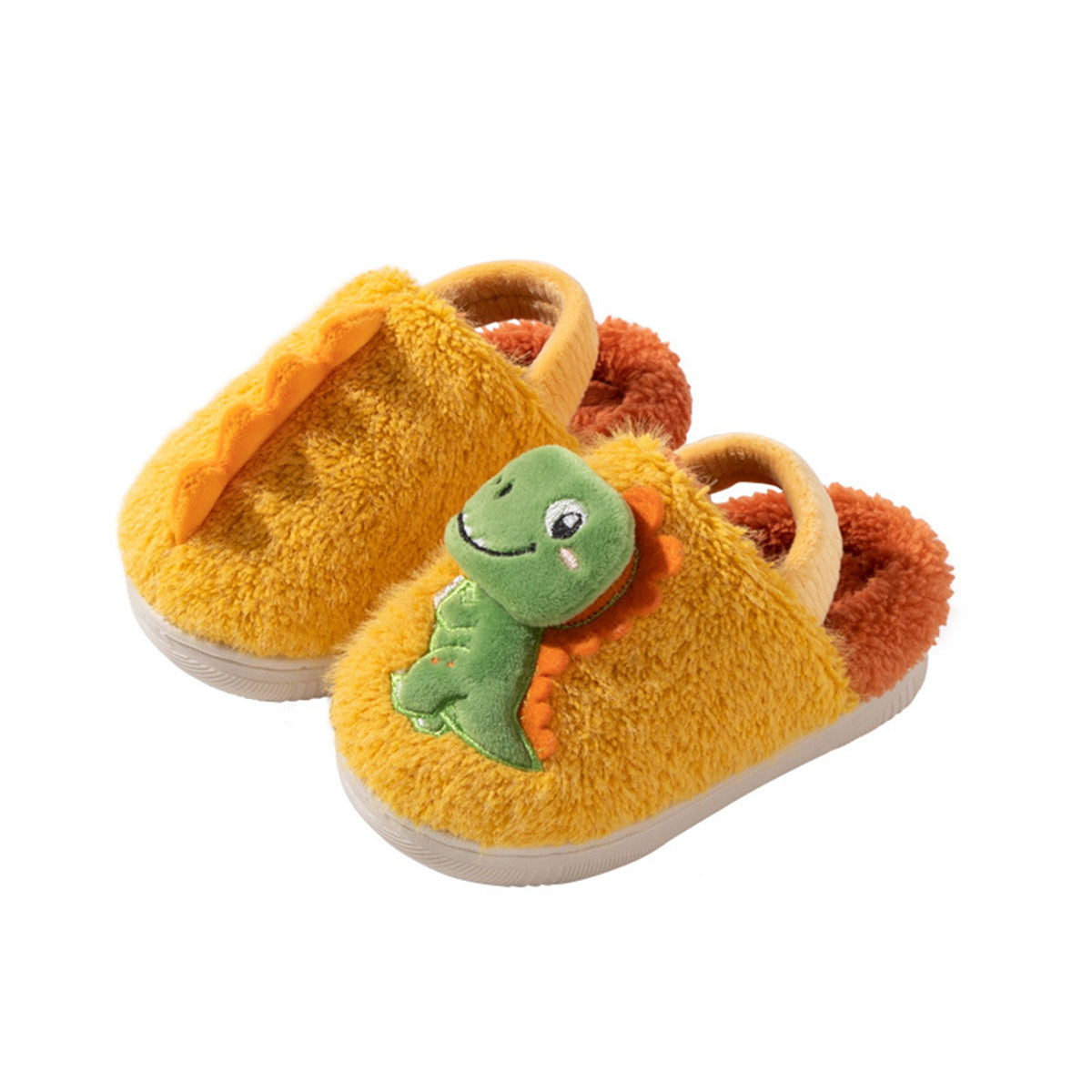 Children's autumn and winter cute dinosaur doll warm elastic back strap cotton slippers