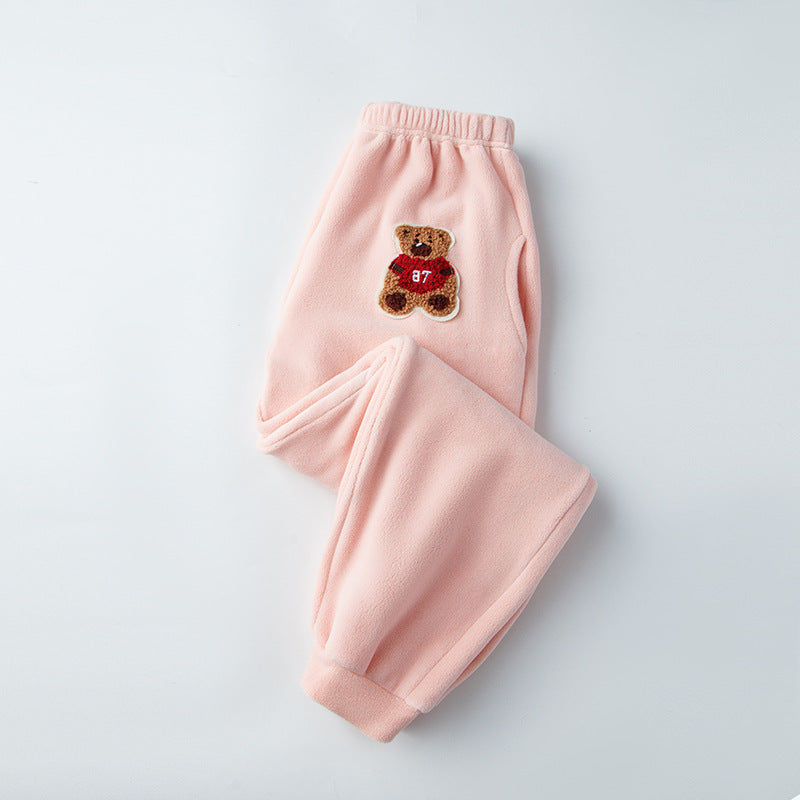 Children's autumn and winter sweatpants, fleece casual pants, outer wear for warmth