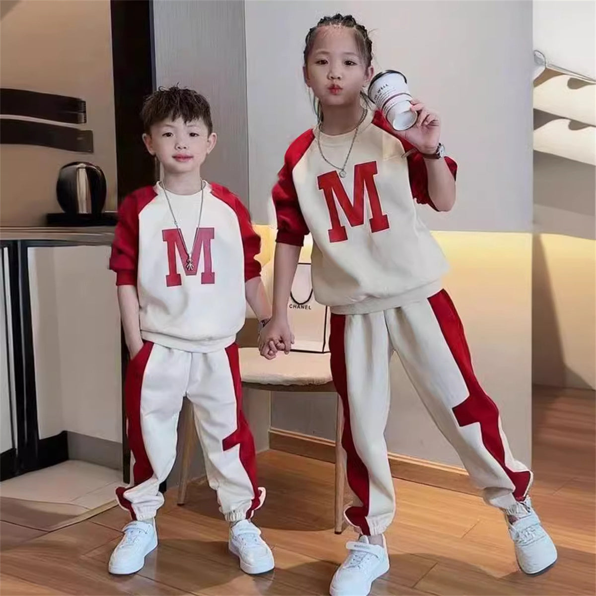 Fashionable M sports casual suit for middle and large boys 2-piece set