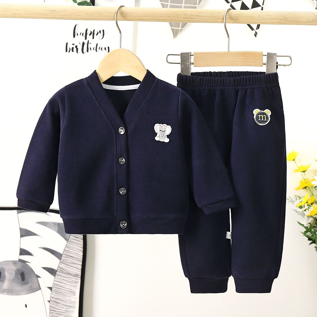 Children's spring and autumn sports suits boys and girls casual wear small and medium children's cartoon new knitted autumn clothes