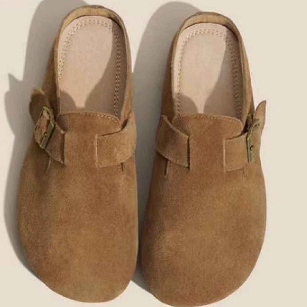 Closed toe soft sole round toe vintage suede Birkenstocks