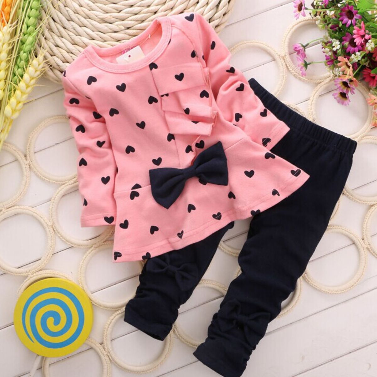 Love bow girl suit princess children autumn suit children suit