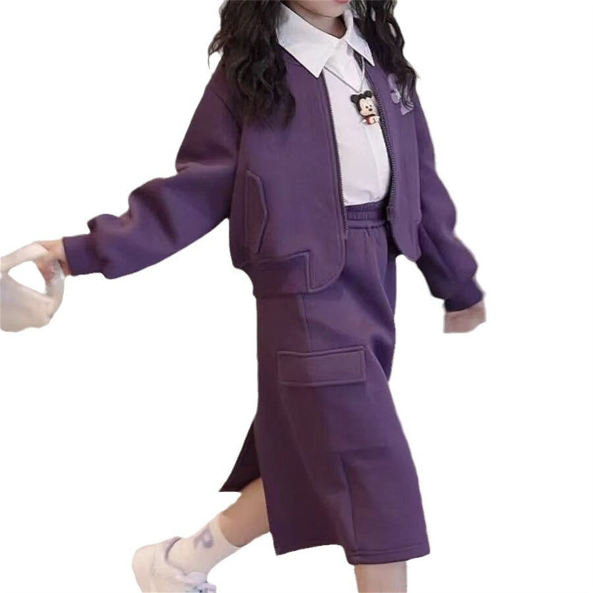 Fashionable casual two-piece suit for middle and large children's work skirt