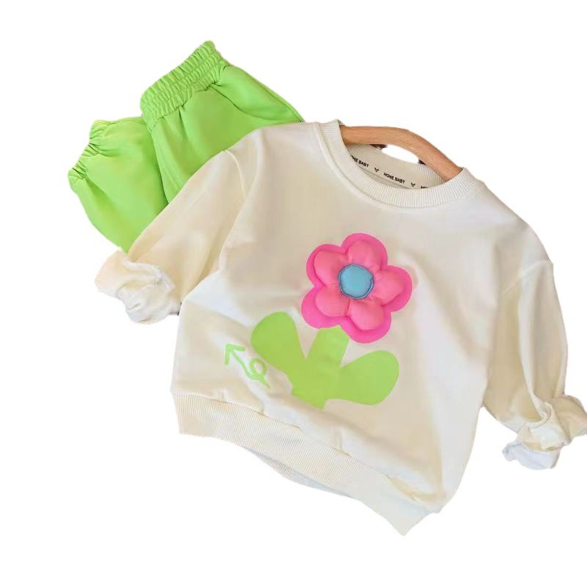 Girls suits new spring and autumn a complete set of children's three-dimensional flower sweater trousers two-piece suit