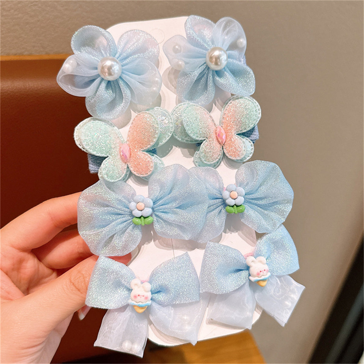 Children's bow hairpin princess super fairy yarn flower bangs clip does not hurt the hairpin