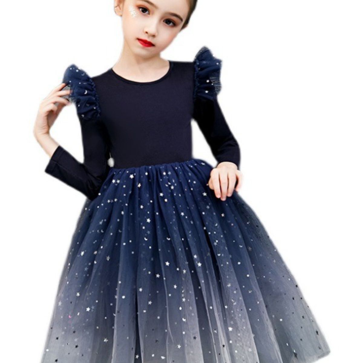 New autumn girls dress starry sky mesh tulle skirt little girl princess dress dress