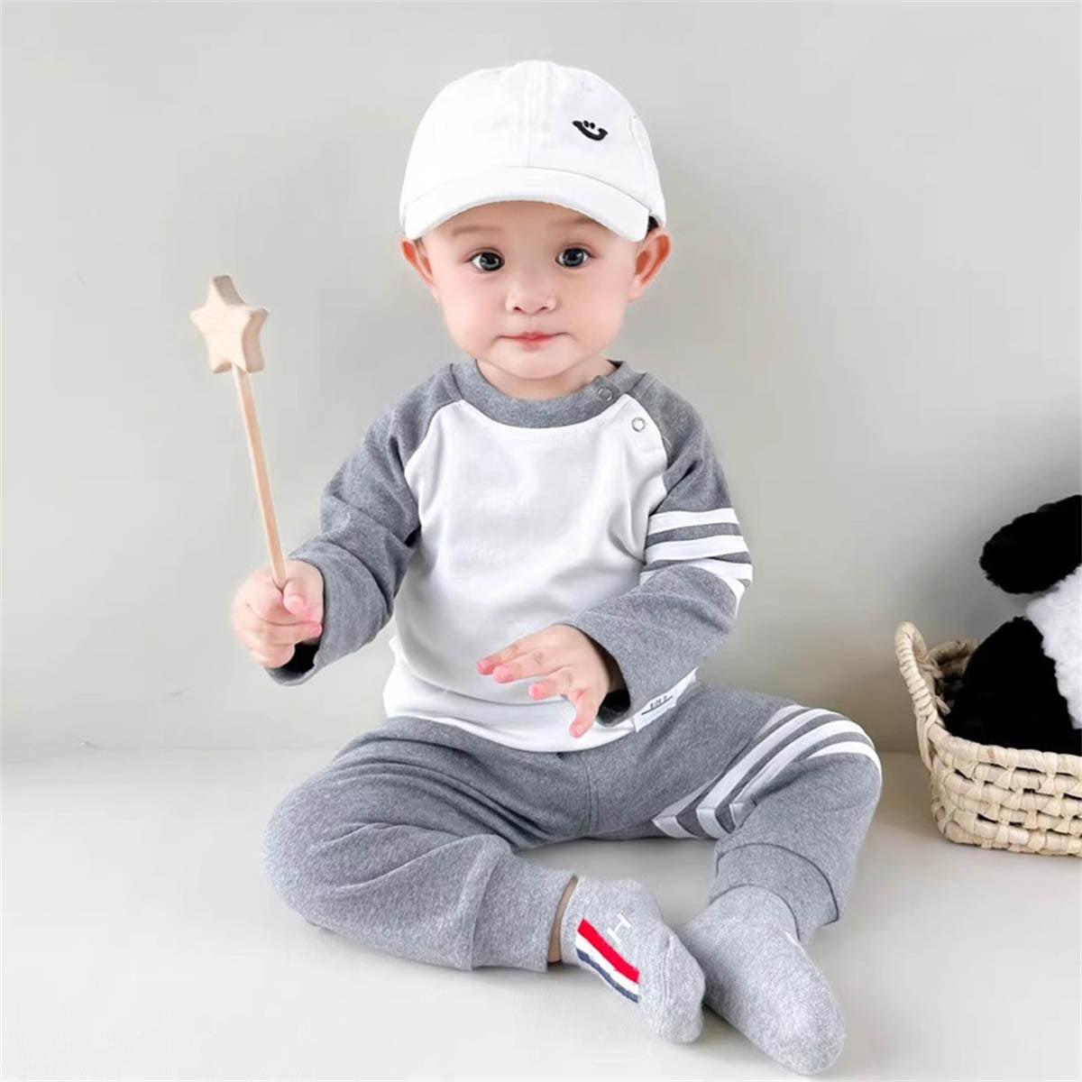 baby boy spring and autumn color matching suit