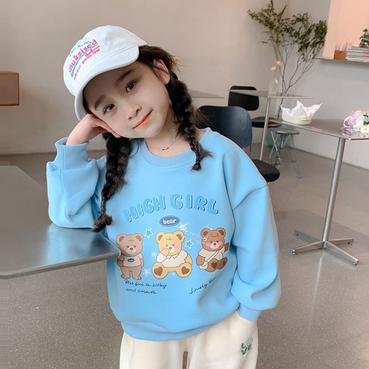 Girls sweatshirt spring and autumn new style little girl spring casual long-sleeved top baby spring clothes