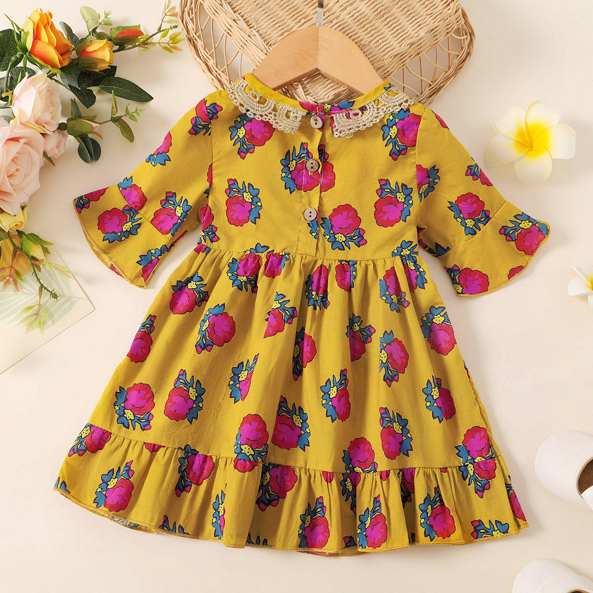 Baby Girl Clashing Lace Floral Dress