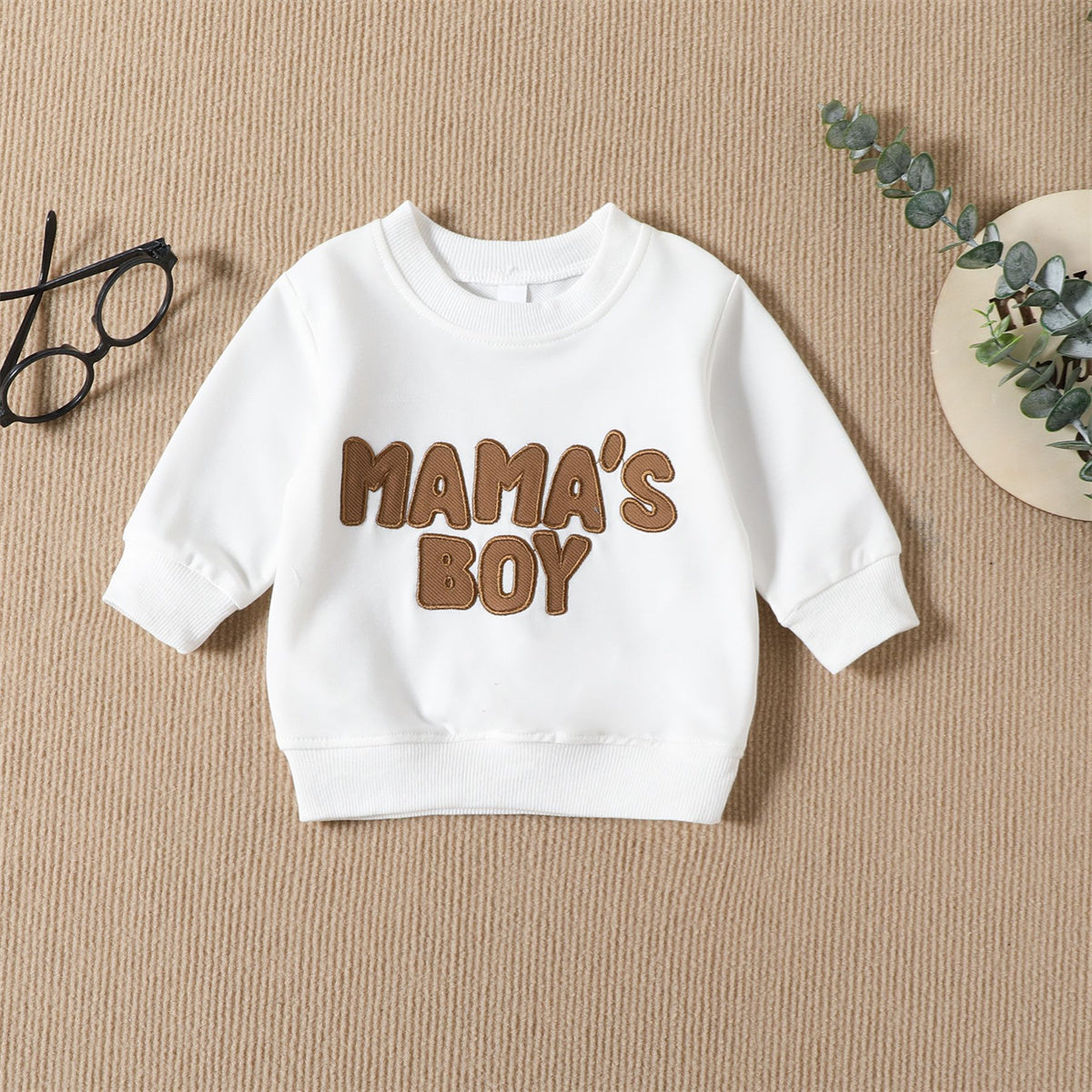 Children's letter embroidered sports sweatshirt solid color trousers infant two-piece suit